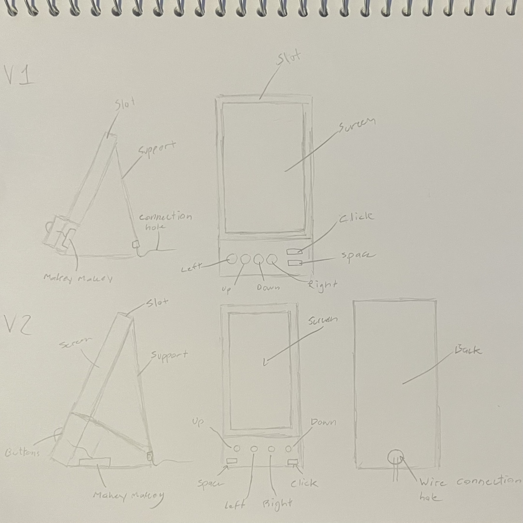 These are the first sketches for the physical kiosk design, this drawing is much more designed for a lower/mid-fidelity cardboard prototype, as it's somewhat rough, and is just to get the physical layout going a bit further. With potential improvements to be made later on.